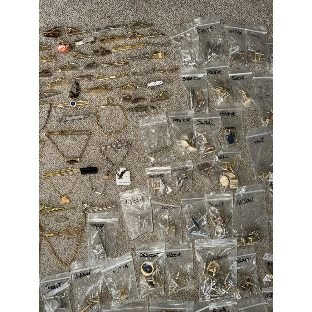 Vintage Cufflinks Tie Tacks Tie Bars Huge Lot 500+pcs Swank Sara Cov Anson Hicko